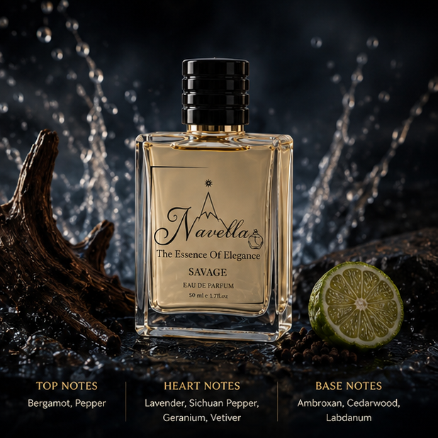 Navella Savage long lasting men's perfume packaging